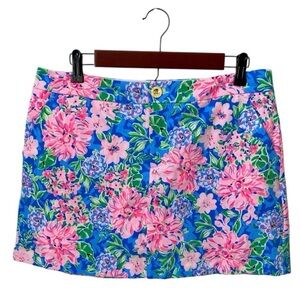 Lilly Pulitzer Colette Knit Skort Sz 12 Spring in Your Step Blue Pink Floral